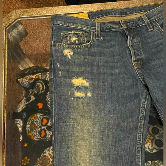 HOLLISTER®️🦜 Distressed Ripped Men’s Jean 36W x 34L ⚜️🤖VINTAGE STYLE🤖⚜️ - Picture 6 of 16